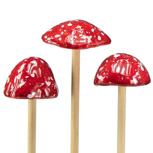 Itens Cogumelos venenosos no palito, vermelhos, 5,5 cm - cogumelos decorativos de outono para o jardim e a casa, 6 peças