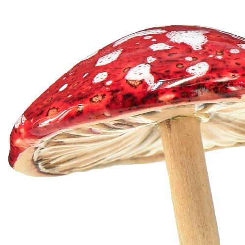 Itens Cogumelos venenosos no palito, vermelhos, 5,5 cm, conjunto de 6 - cogumelos decorativos de outono para o jardim e a casa