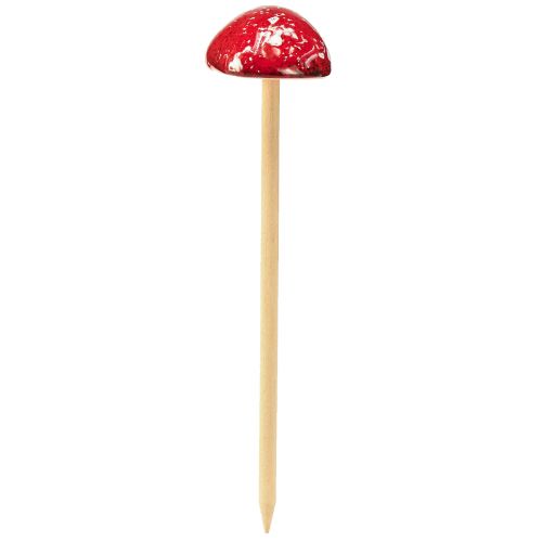 Itens Cogumelos venenosos no palito, vermelhos, 5,5 cm, conjunto de 6 - cogumelos decorativos de outono para o jardim e a casa