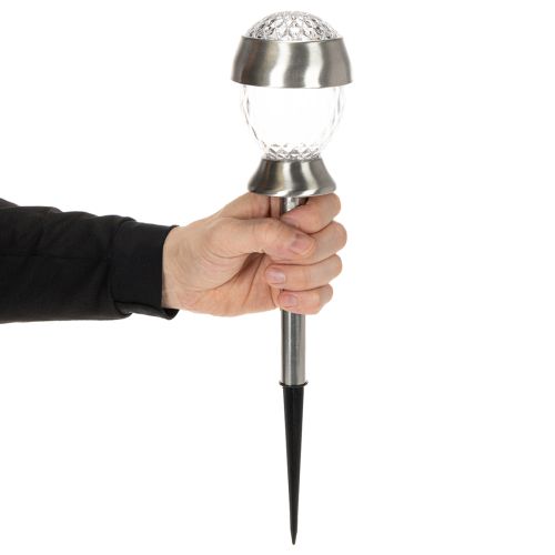 Itens Luminárias solares de jardim, globos de luz com estaca para fixação no solo, 36 cm, conjunto com 4 peças