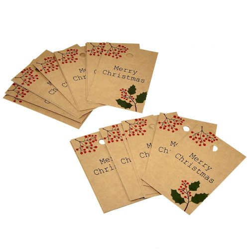 Itens Etiquetas para presentes Feliz Natal papel castanho natural 8,5×5,5cm 20 un