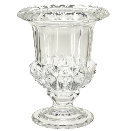 Vaso de vidro com pé decoração vintage transparente Ø16cm Alt.20cm