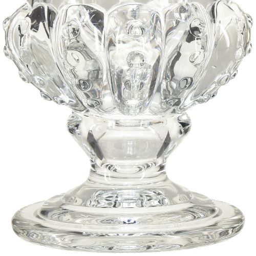Itens Vaso de vidro com pé decoração vintage transparente Ø16cm Alt.20cm