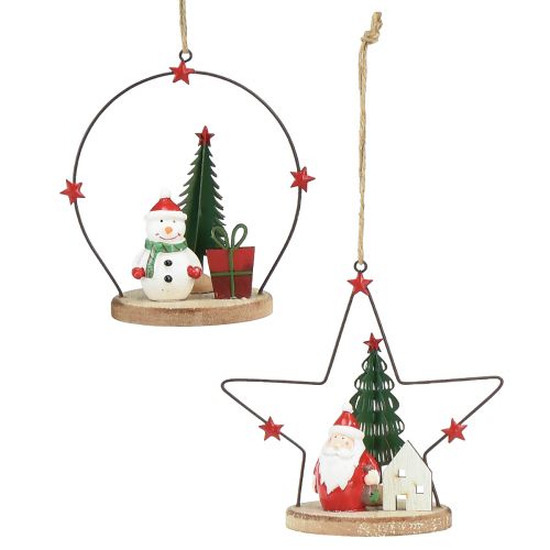 Cabide decorativo Papai Noel Boneco de Neve Estrela Alt.13cm 2 unidades