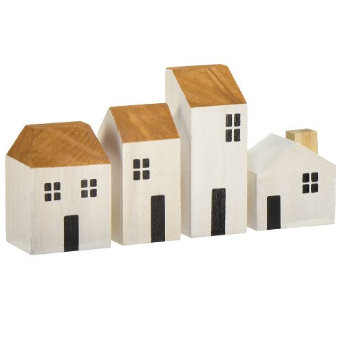 Itens Casa de madeira decorativa, madeira branca marrom 4,5-8 cm 4 unidades