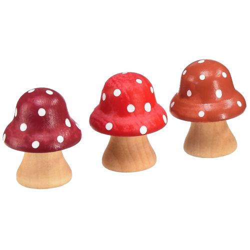 Cogumelos de madeira Cogumelos decorativos Mini cogumelos de madeira vermelho laranja 4 cm 12 unidades
