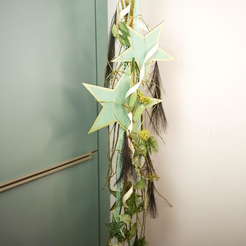 Itens Estrelas de madeira para pendurar decoração de janela ouro menta 12/20/26cm conjunto de 3