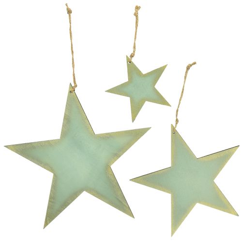 Estrelas de madeira para pendurar decoração de janela ouro menta 12/20/26cm conjunto de 3