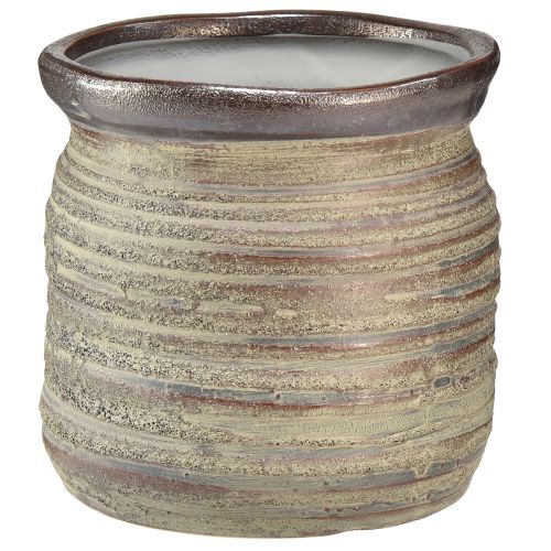 Vaso de cerâmica decorativo vaso metálico cinza marrom 14×14cm