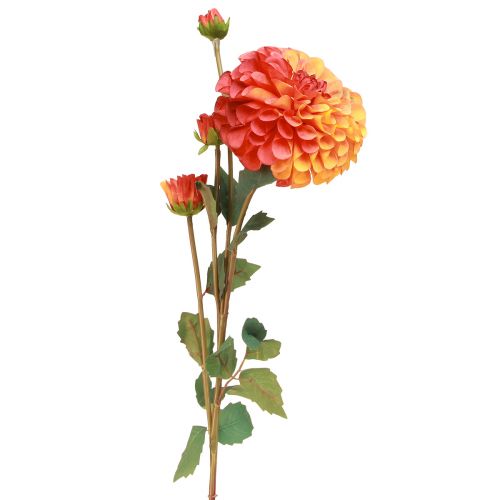 Flores Decorativas Dália Artificiais Laranja Vermelho Ø10 C80cm 2uns