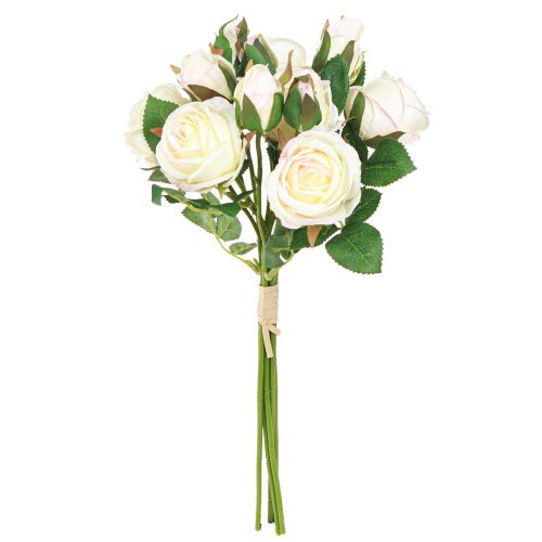 Rosas artificiais buquê de flores artificiais creme 36 cm 6 peças × 2 volumes