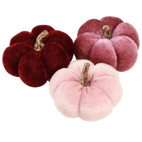 Abóbora em tecido decorativo veludo rosa bordô Ø7cm 9 un