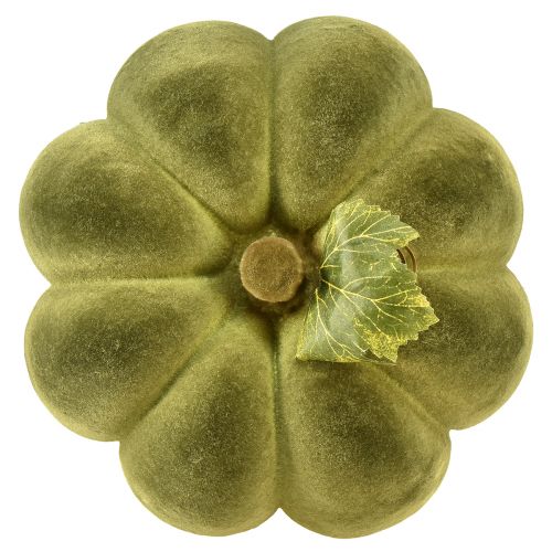 Itens Decoração de abóbora flocada 20cm abóbora verde veludo look 2 peças