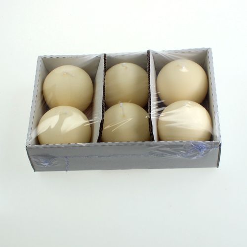 Itens Velas bola 80mm creme 6 un.