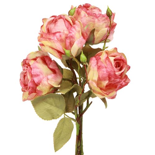 Floristik24 Rosas artificiais rosas decorativas rosa com botões C44cm 4 un