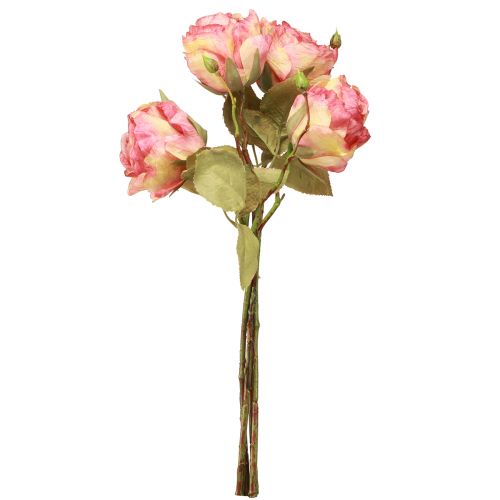 Itens Rosas artificiais rosas decorativas rosa com botões C44cm 4 un