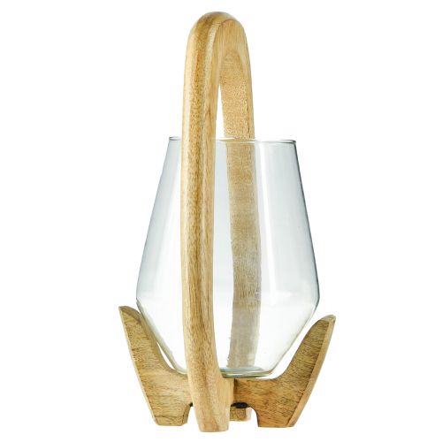 Itens Lanterna madeira vidro lanterna decorativa madeira manga natural Ø14cm Alt.26cm