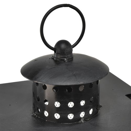 Itens Lanterna grande de metal com janelas de arame em cinza antigo - 19x36x60 cm - lanterna decorativa com alça de transporte