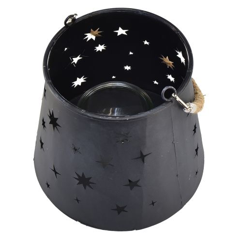 Itens Lanterna de metal antracite com estrelas – Ø16,5 cm, altura 24 cm – decoração elegante com alça de transporte