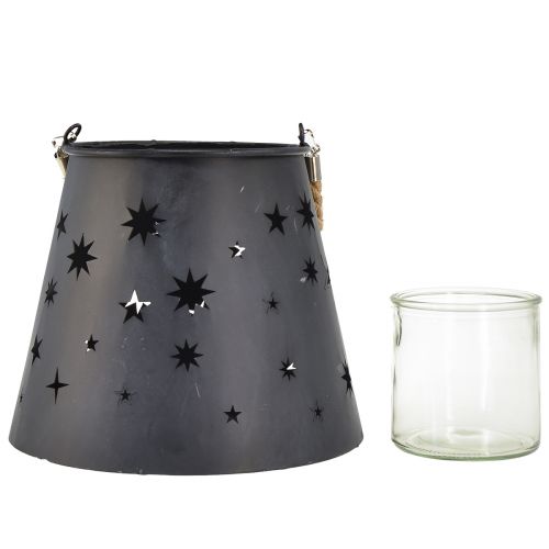 Itens Lanterna de metal antracite com estrelas – Ø16,5 cm, altura 24 cm – decoração elegante com alça de transporte