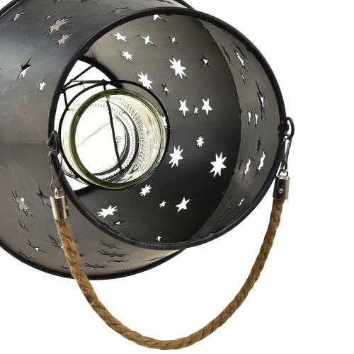 Itens Lanterna suspensa de metal em antracite com estrelas - Ø18,5 cm, altura 50 cm - Elegante iluminação externa e interna