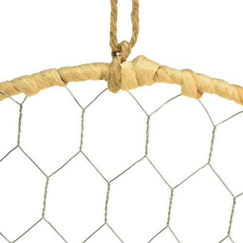 Itens Anel decorativo de metal para pendurar Ráfia Prata Natural Ø28cm 4 un