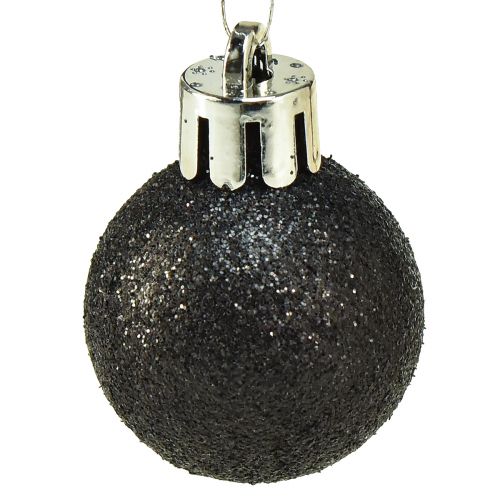 Itens Mini Bolas de Árvore Plástico Inquebrável Preto Ø3cm 14un