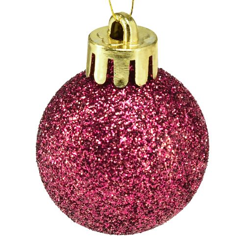 Itens Mini enfeites para árvore de Natal rosa inquebrável Ø3cm Alt.3,5cm 14 unidades