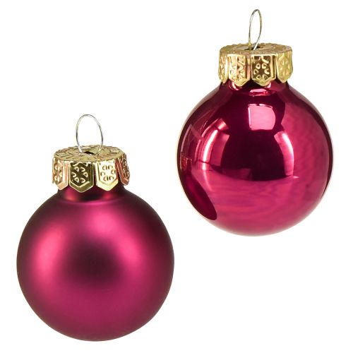 Mini bolas de vidro bolas de árvore de Natal rosa Ø2,5cm 22 unidades