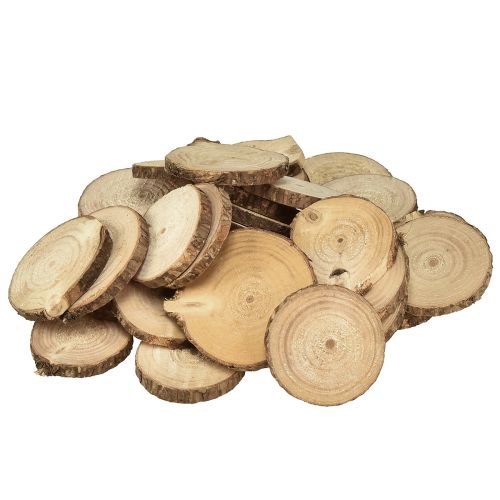Mini discos de madeira discos decorativos para árvores naturais Ø3-6cm 600g