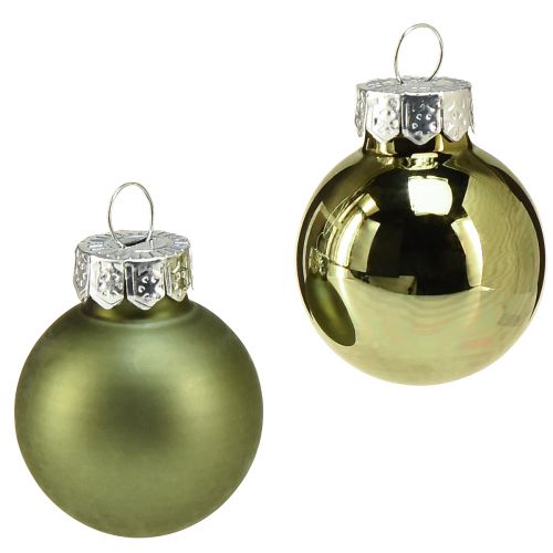 Mini bolas de árvore de Natal mistura de vidro verde Ø2,5cm 22 unidades