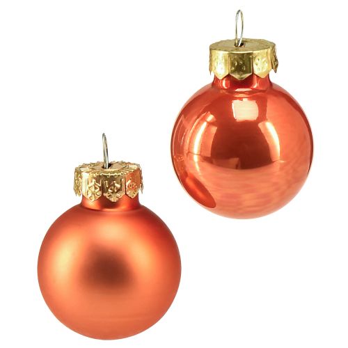 Mini bolas de Natal vidro abóbora laranja Ø2,5cm 22 unidades