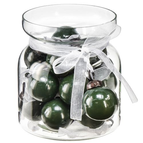 Mini bolas de Natal bolas de vidro verdes Ø3cm 18 peças em copo