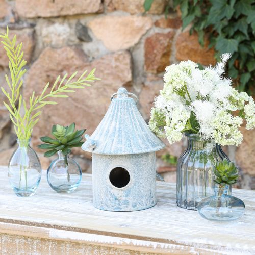 Itens Mini vasos bulbosos vasos decorativos vidro azul matizado H12cm 6 peças