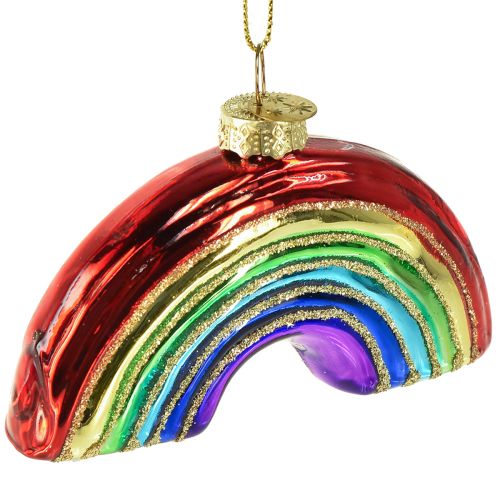 Ornamento de arco-íris de vidro - decoração festiva de árvore de Natal com cores brilhantes