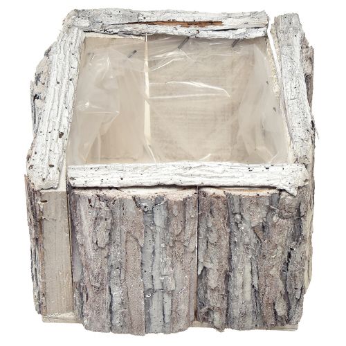 Itens Caixa para plantas madeira com casca branco natural 17/24cm conjunto de 2 peças