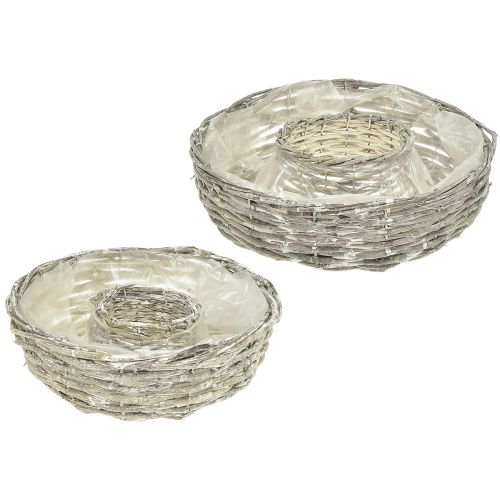 Floristik24 Tigela para plantas anel de salgueiro branco natural Ø25/30cm conjunto de 2