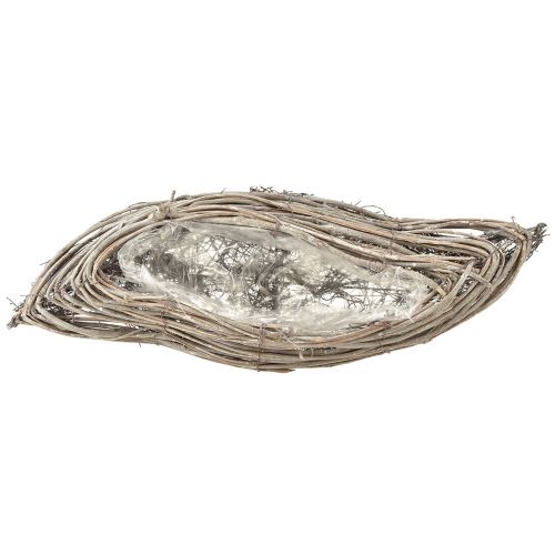 Itens Tigela para plantas em rattan ondulado branco natural 40x14x6cm 2 unidades