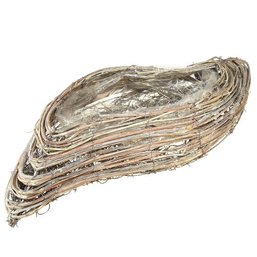 Floristik24 Planta barco planta onda rattan branco natural 45x16cm