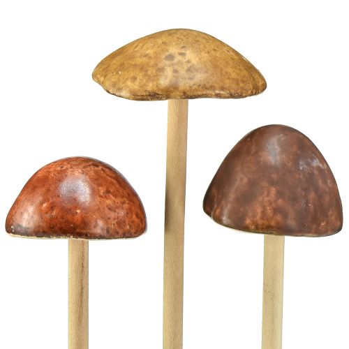 Itens Cogumelos decorativos em palito, marrons, 5,5 cm, 6 peças - decoração outonal de jardim e sala de estar