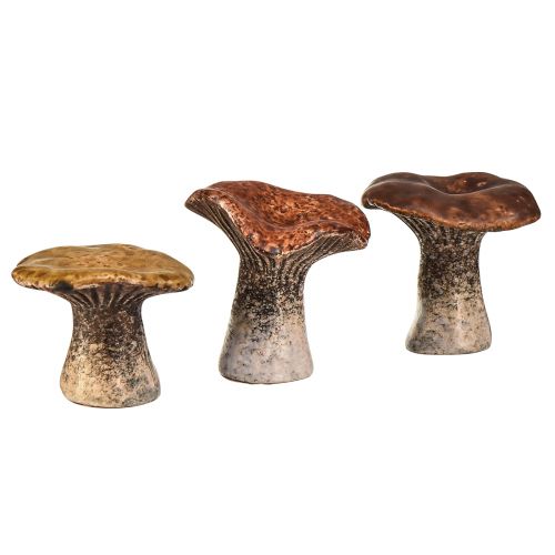 Figuras decorativas de cogumelo inspiradas na natureza em um conjunto de 3 - vários tons de marrom, 6,4 cm - detalhes encantadores para o jardim e a casa