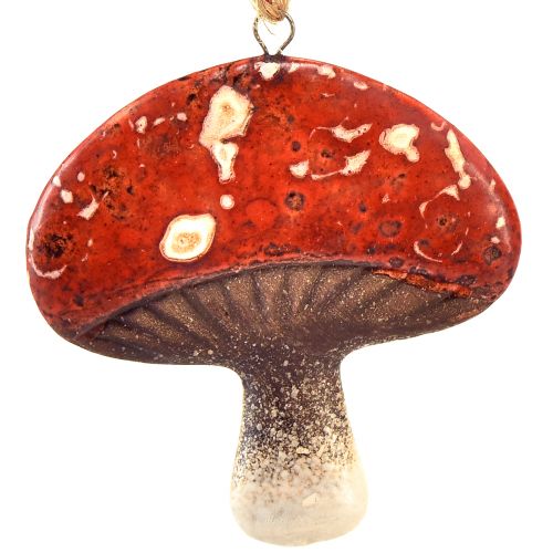 Itens Charmosos amuletos de cogumelo vermelho com fio de juta - 3 cm, conjunto de 6 - decorações perfeitas de outono e Natal