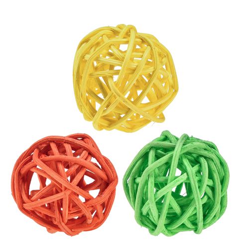 Bola de rattan laranja amarelo verde bola de rattan Ø3cm 30 unidades