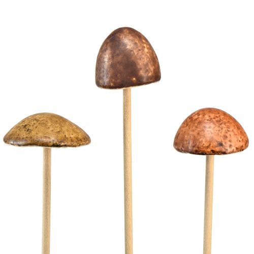 Cogumelos de cerâmica rústicos em um palito - decoração atmosférica de outono 4 cm 6 unidades