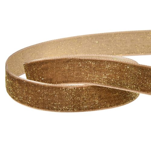 Itens Fita Veludo Glitter Castanho Dourado – Fita Glamourosa de Natal 20mm 10m