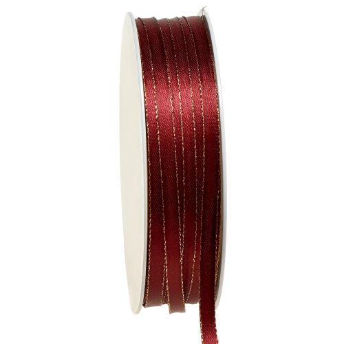 Floristik24 Fita decorativa fita de Natal vermelho escuro ouro W6mm L50m