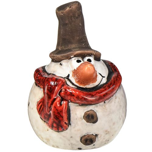 Figura de boneco de neve em cerâmica, branca, 6,9 cm - conjunto de 6, decoração de Natal de inverno