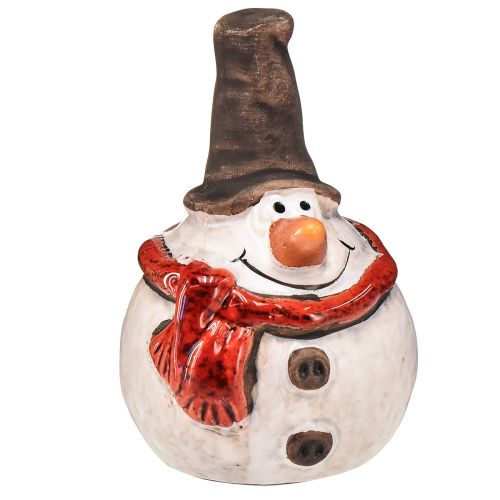 Boneco de neve em cerâmica, 8,4 cm, com cartola e lenço vermelho - conjunto de 3, decoração de Natal e inverno