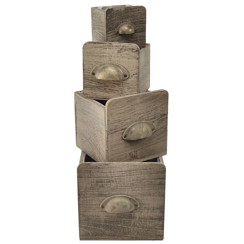 Conjunto de gavetas de madeira com puxador, limpeza marrom, conjunto de 4 tamanhos diferentes - arrumação rústica