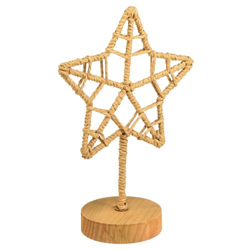 Suporte de madeira de metal com decoração estrela fibra natural Ø15cm 2 unidades